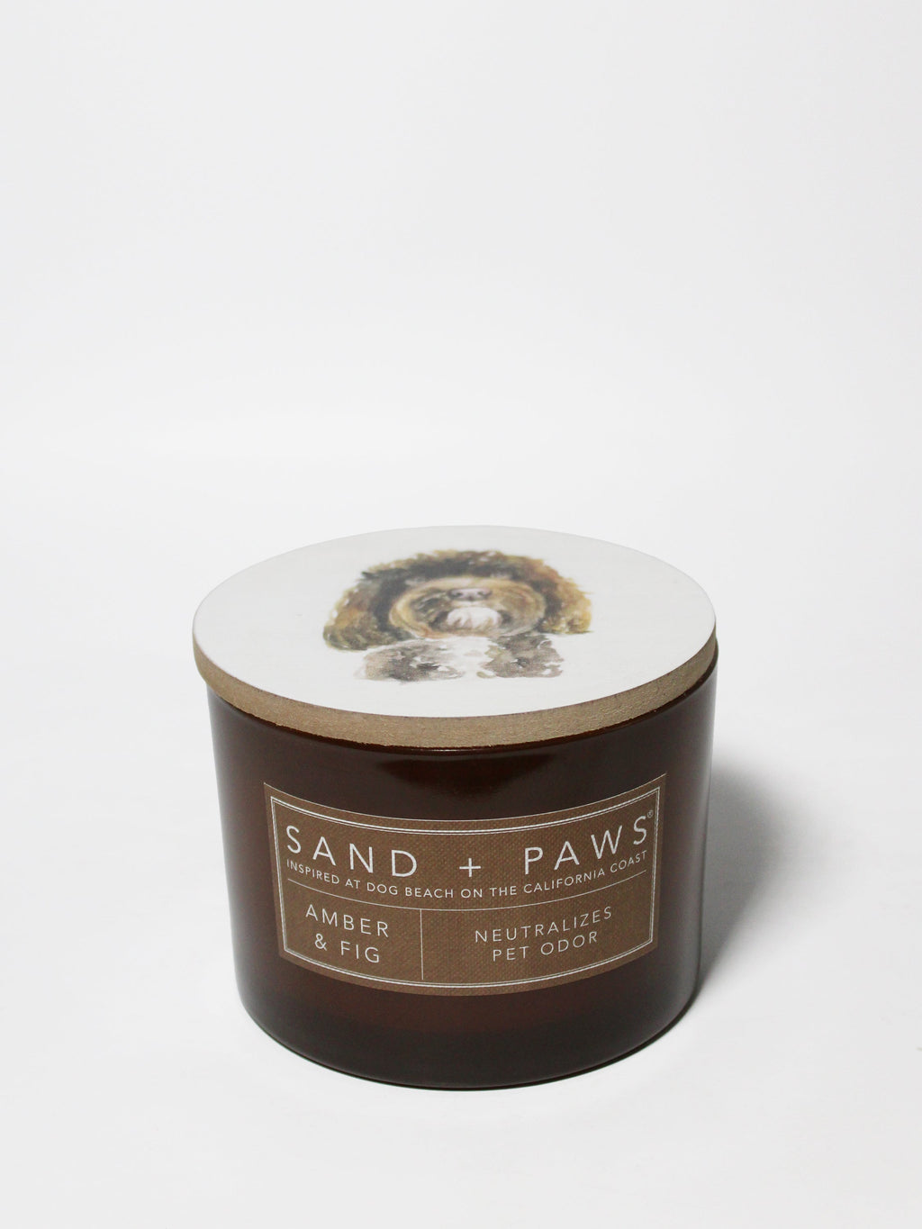 Sand + Paws Amber & Fig 12 oz Cozy scented candle
